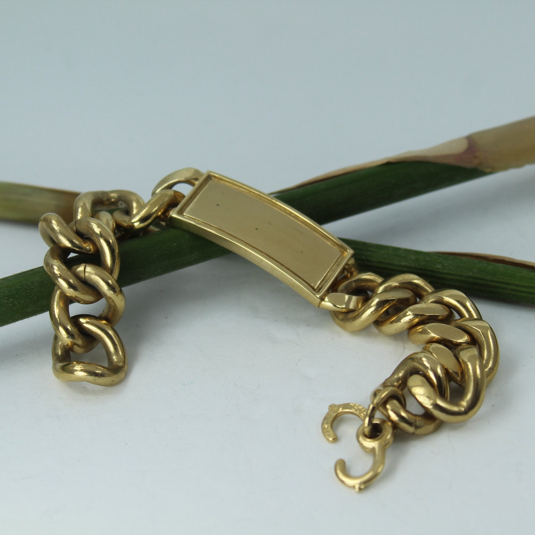 Speidel Vintage Bracelet Curb Link ID Mid Century Very Heavy Gold Metal Blank No Engraving