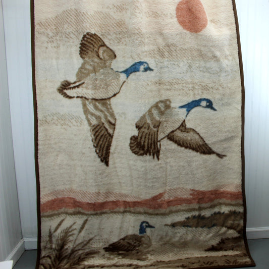 Ibena Dolan Plush Throw Blanket Ducks In Flight Pond