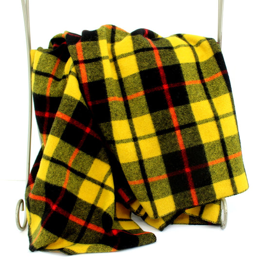 Classic Wool Plaid Throw Blanket Yellow with Black Red Dense Soft