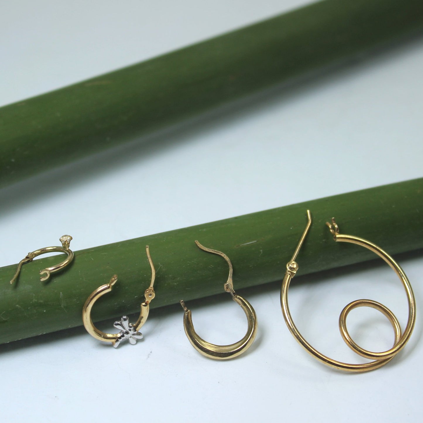 Collection 4 Single Hoop Earrings 14K 10K JCM Jacmel Mauritius other view