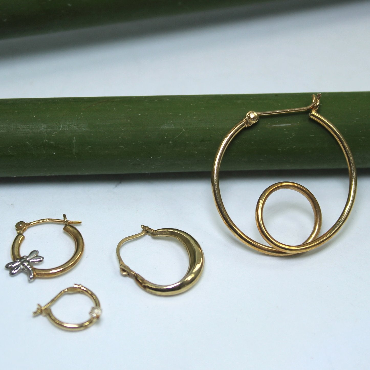 Collection 4 Single Hoop Earrings 14K 10K JCM Jacmel Mauritius flat view