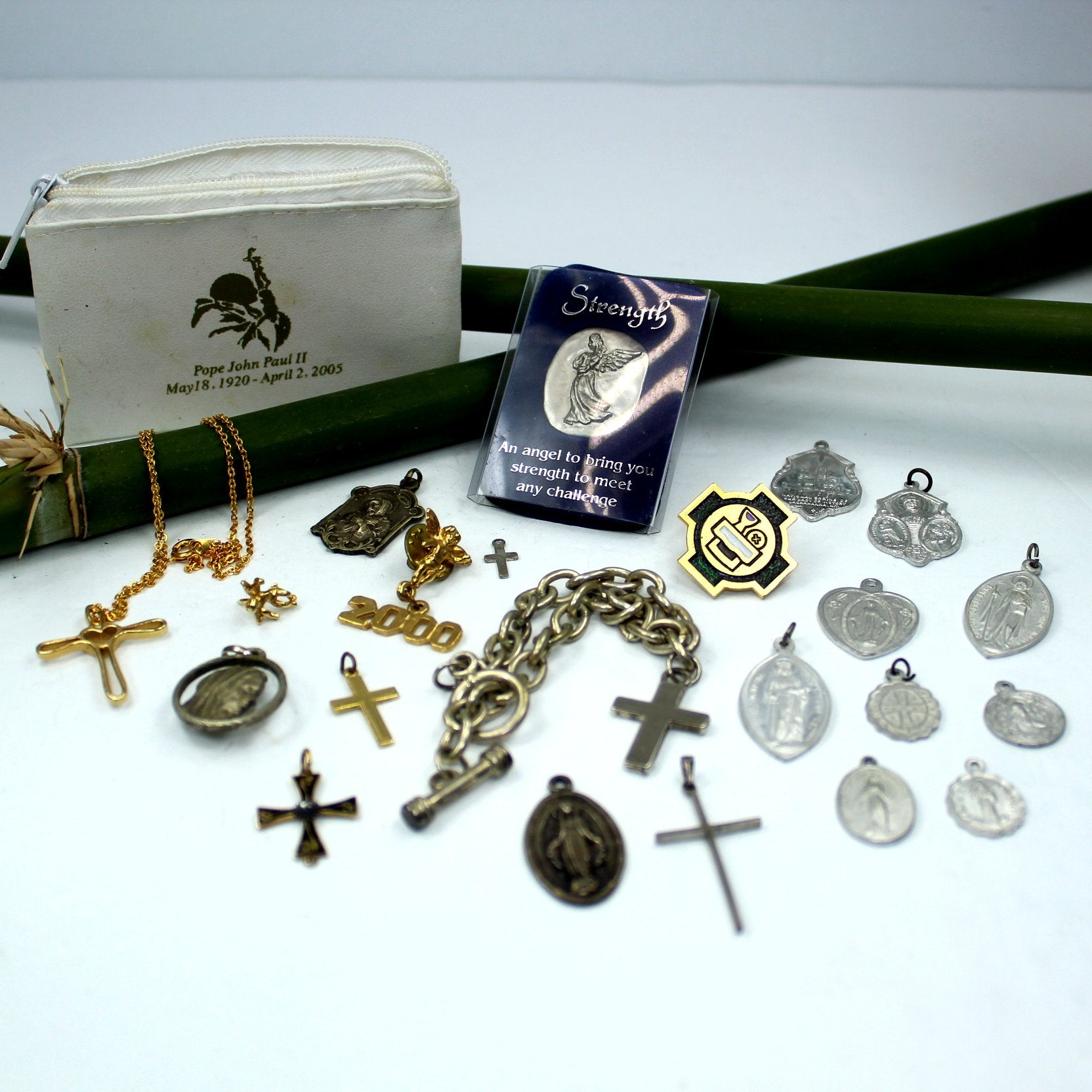 Collection 23 Religion Medals Crosses Wear DIY Jewelry Collage Repurpose