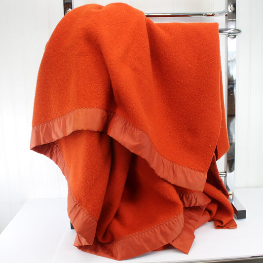 Faribault Faribo Washable Wool Poly Blanket Pumpkin Orange Sienna 84" X 90"