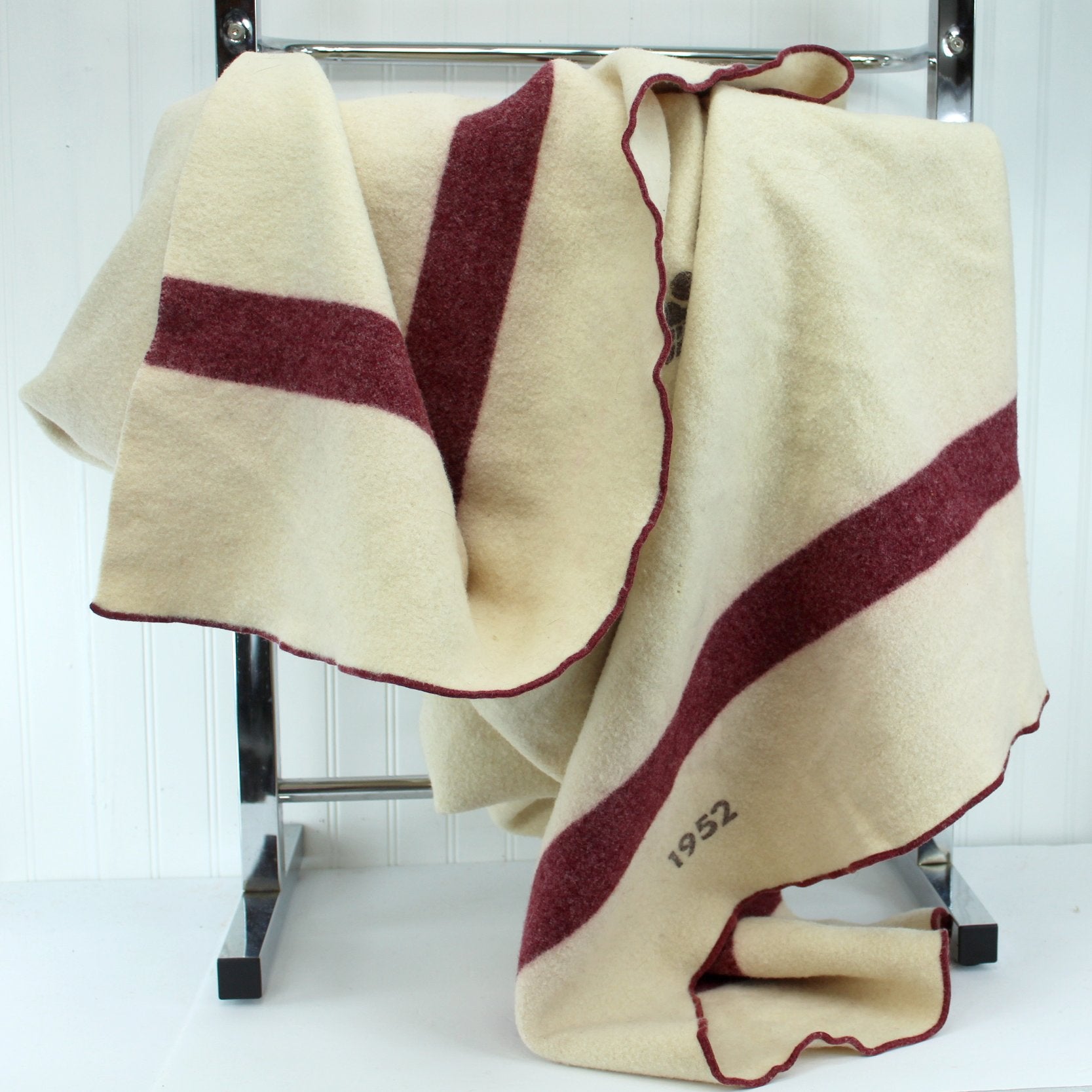 Faribault Faribo 1952 Medical Insignia Military Style Wool Blanket original tag fr faribault mill