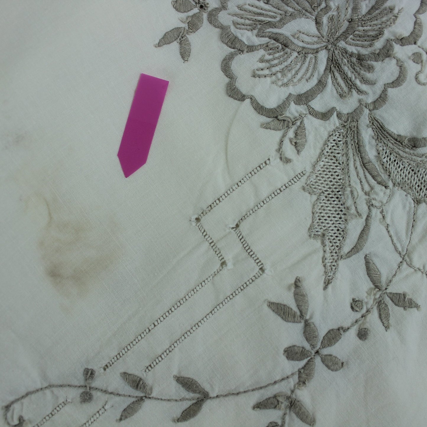 Large Embroidered Tablecloth 12 Napkins Discount Priced 65" X 94" Vintage DIY Fabric other stain