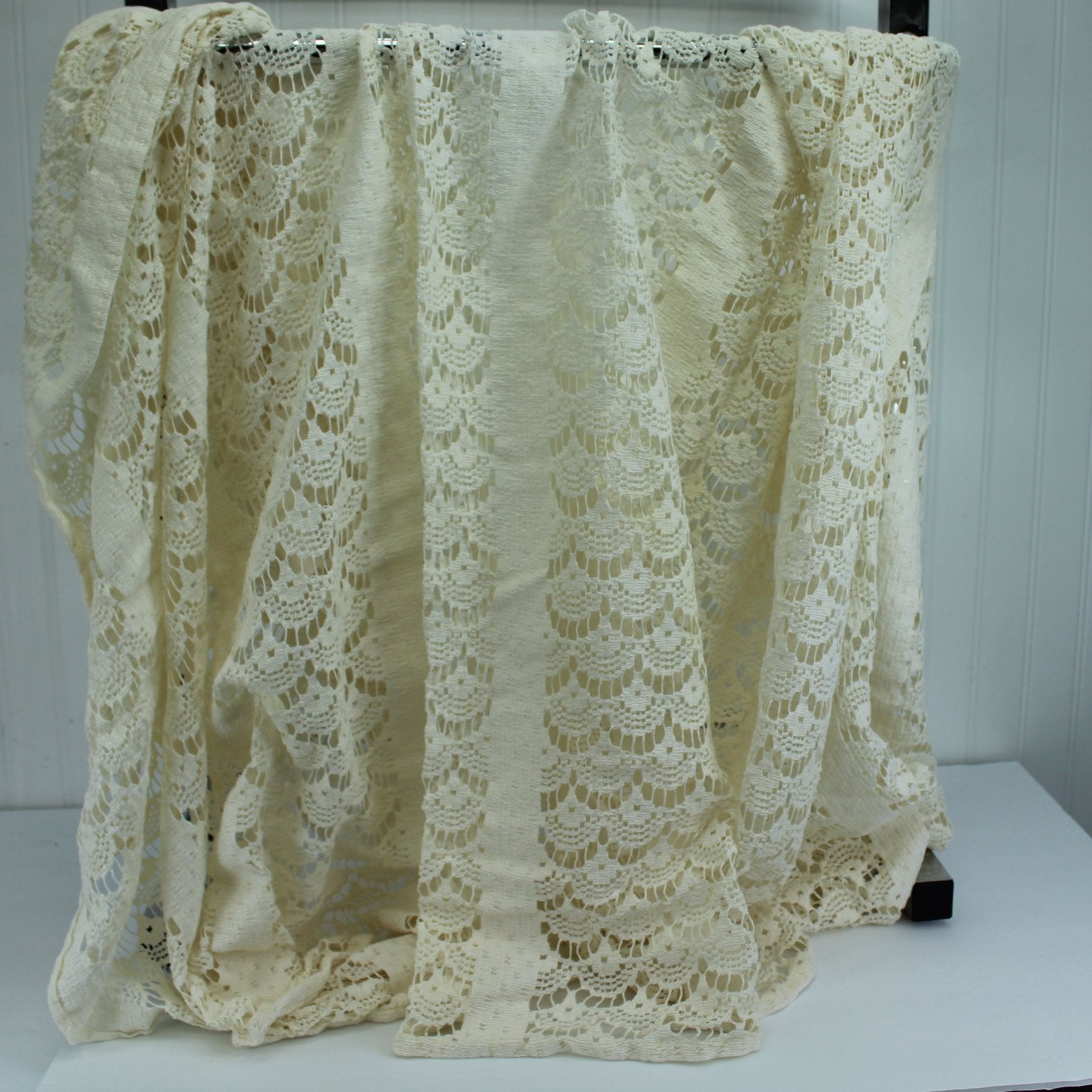 Cotton Blend Ivory Lace Tablecloth EZ Care 57" X 60"