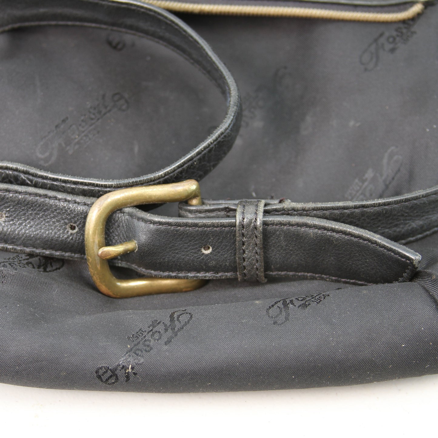 Vtg Fossil 75082 Black Pebbled Leather Shoulder Bag Handbag w/Key
