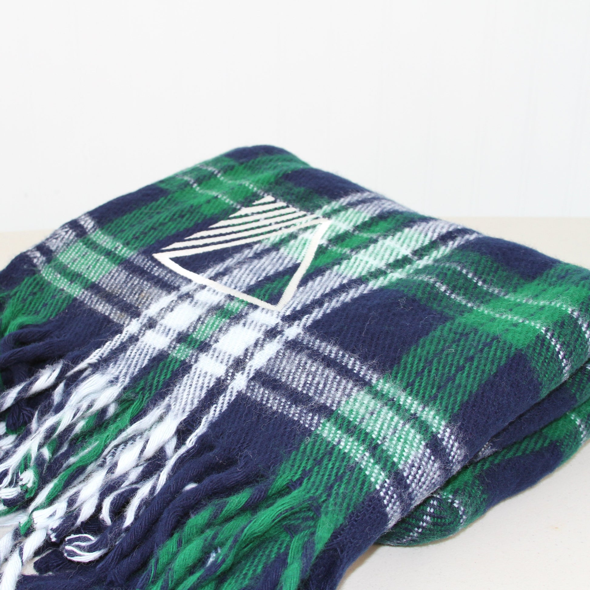 Faribo throw in green blue white plaid2