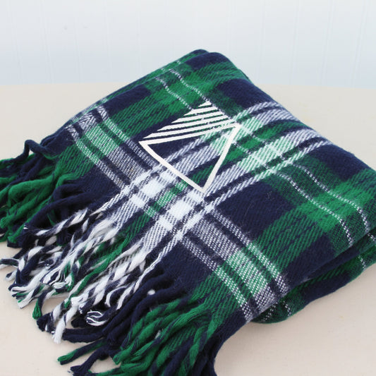 Faribo throw in green blue white plaid1