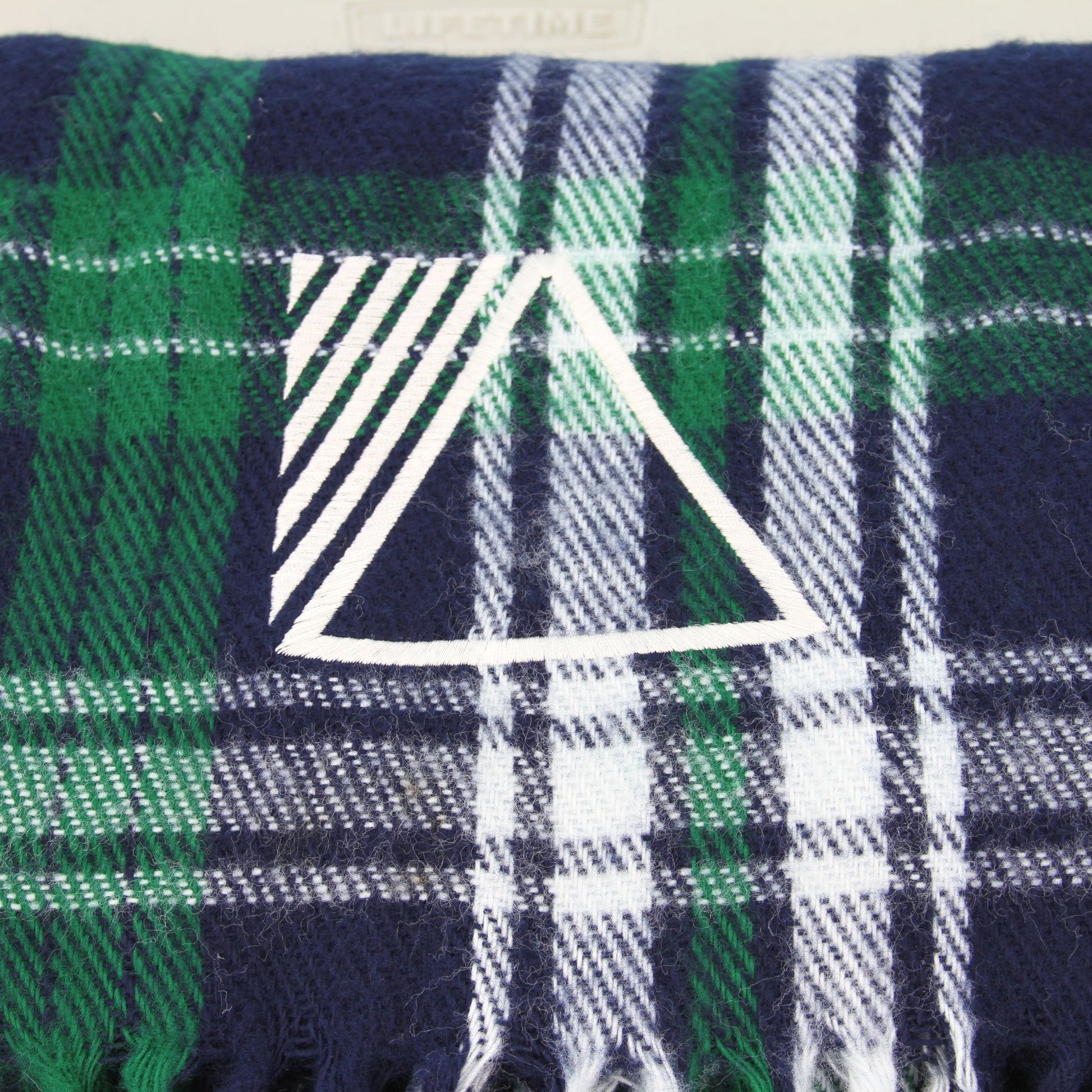 Faribo throw in green blue white plaid3