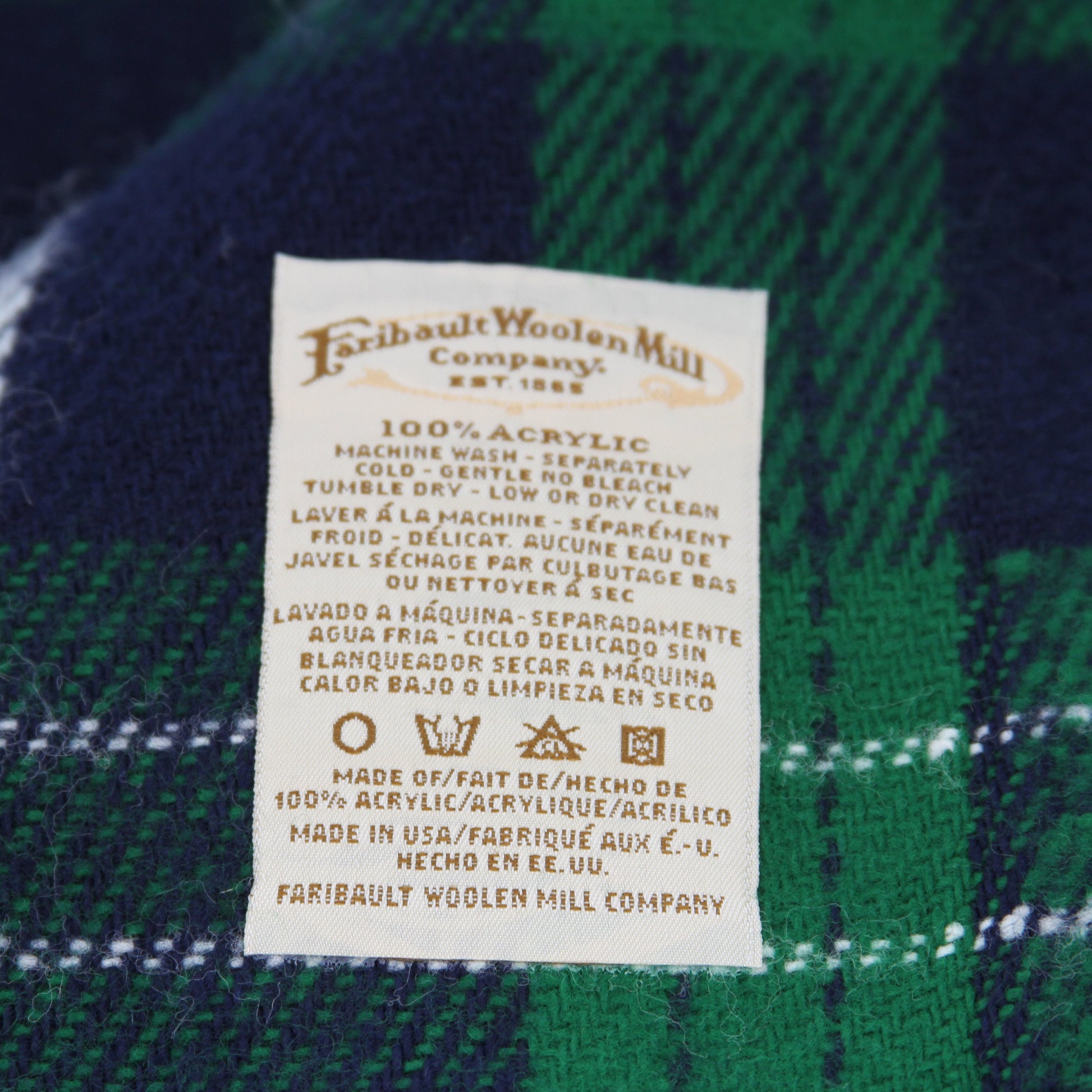 Faribo throw in green blue white plaid5