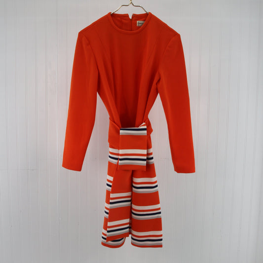 1960's Jeanne Durrell Orange Mod Dress1