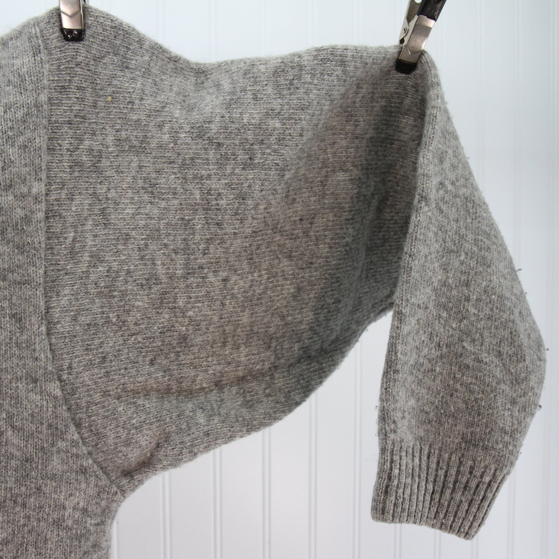 Bonanza Grey Lambs Wool Cable Knit Sweater Cardigan5