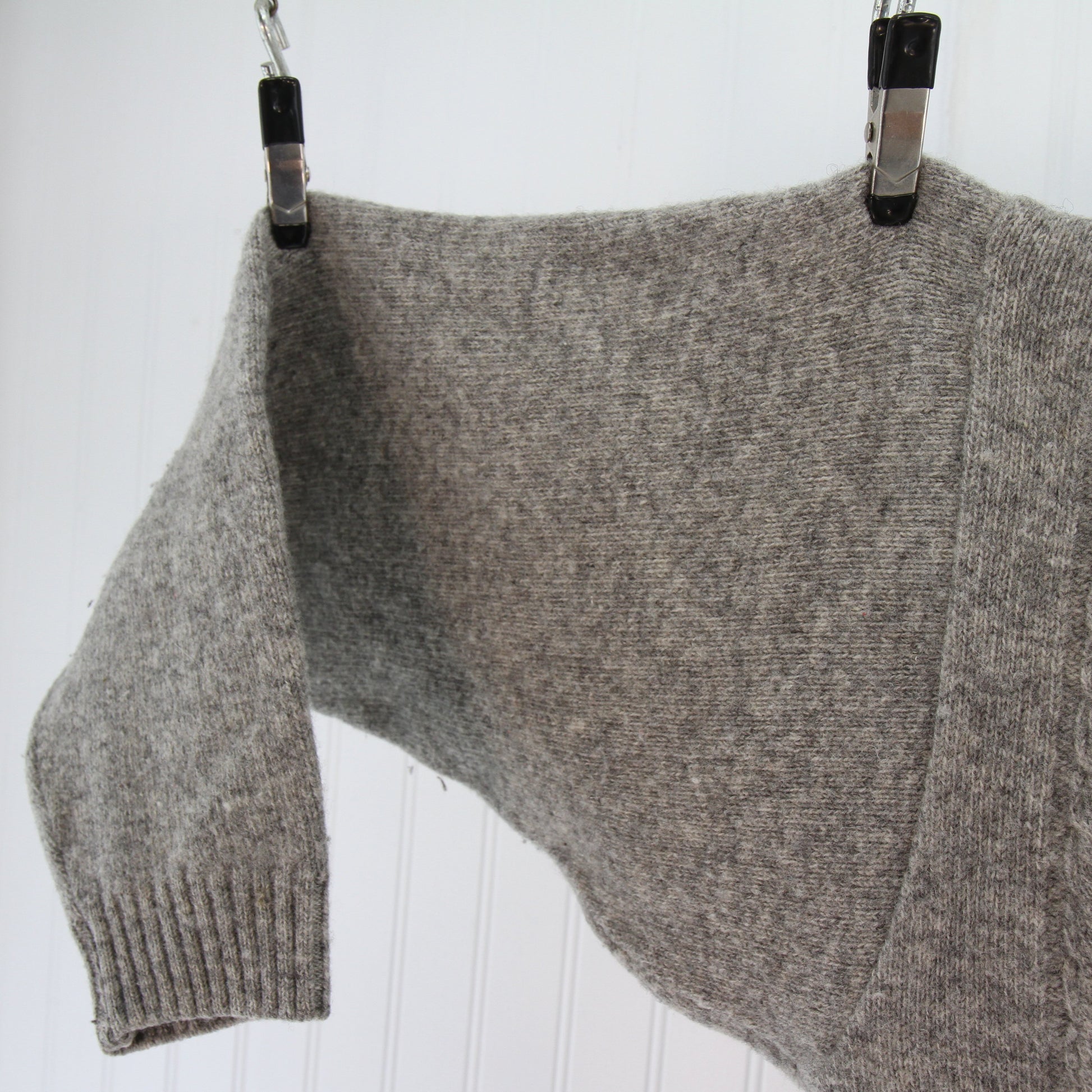 Bonanza Grey Lambs Wool Cable Knit Sweater Cardigan7