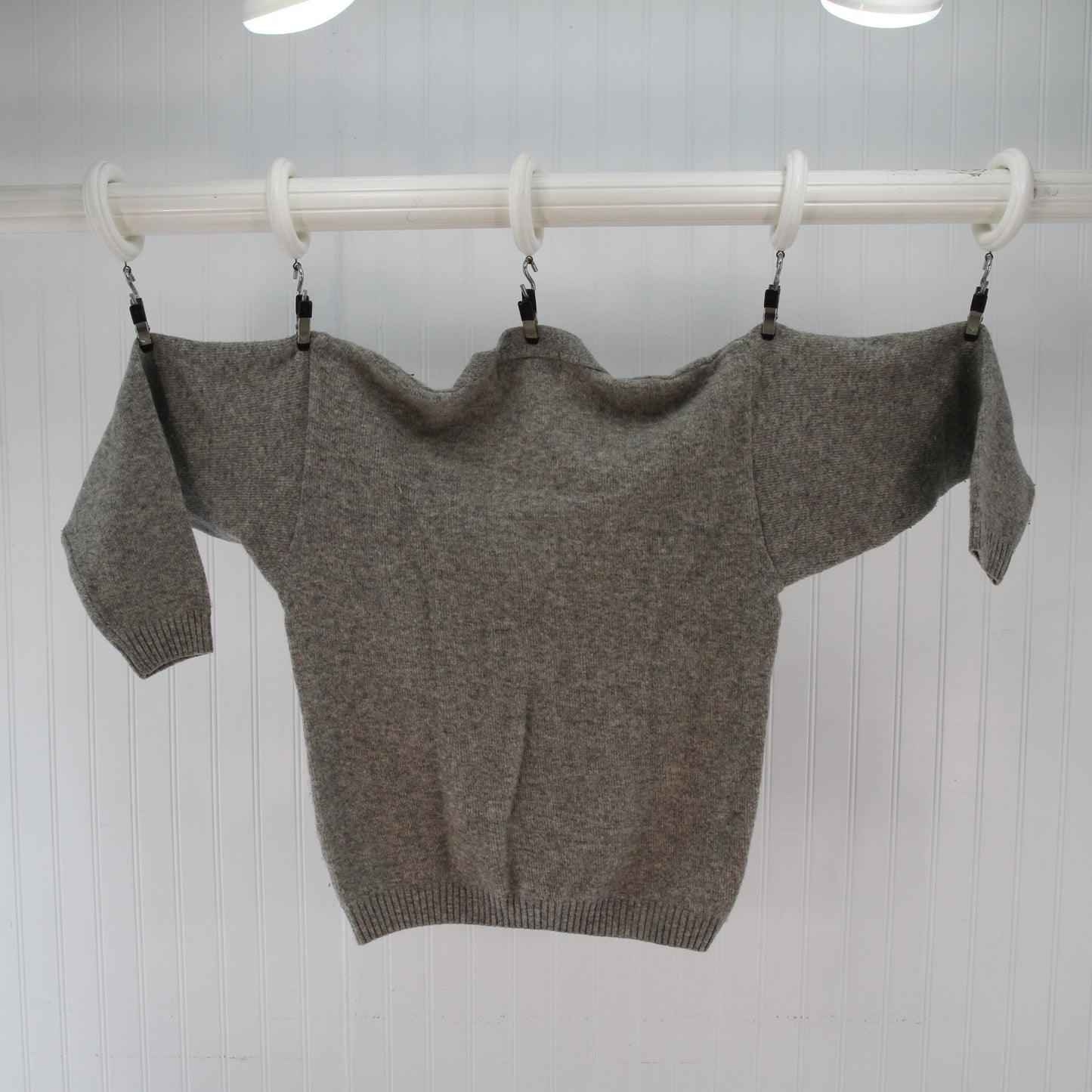 Bonanza Grey Lambs Wool Cable Knit Sweater Cardigan6