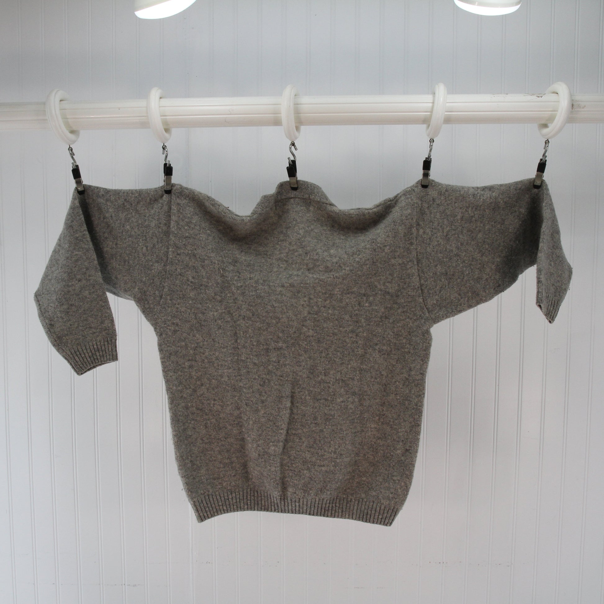 Bonanza Grey Lambs Wool Cable Knit Sweater Cardigan6