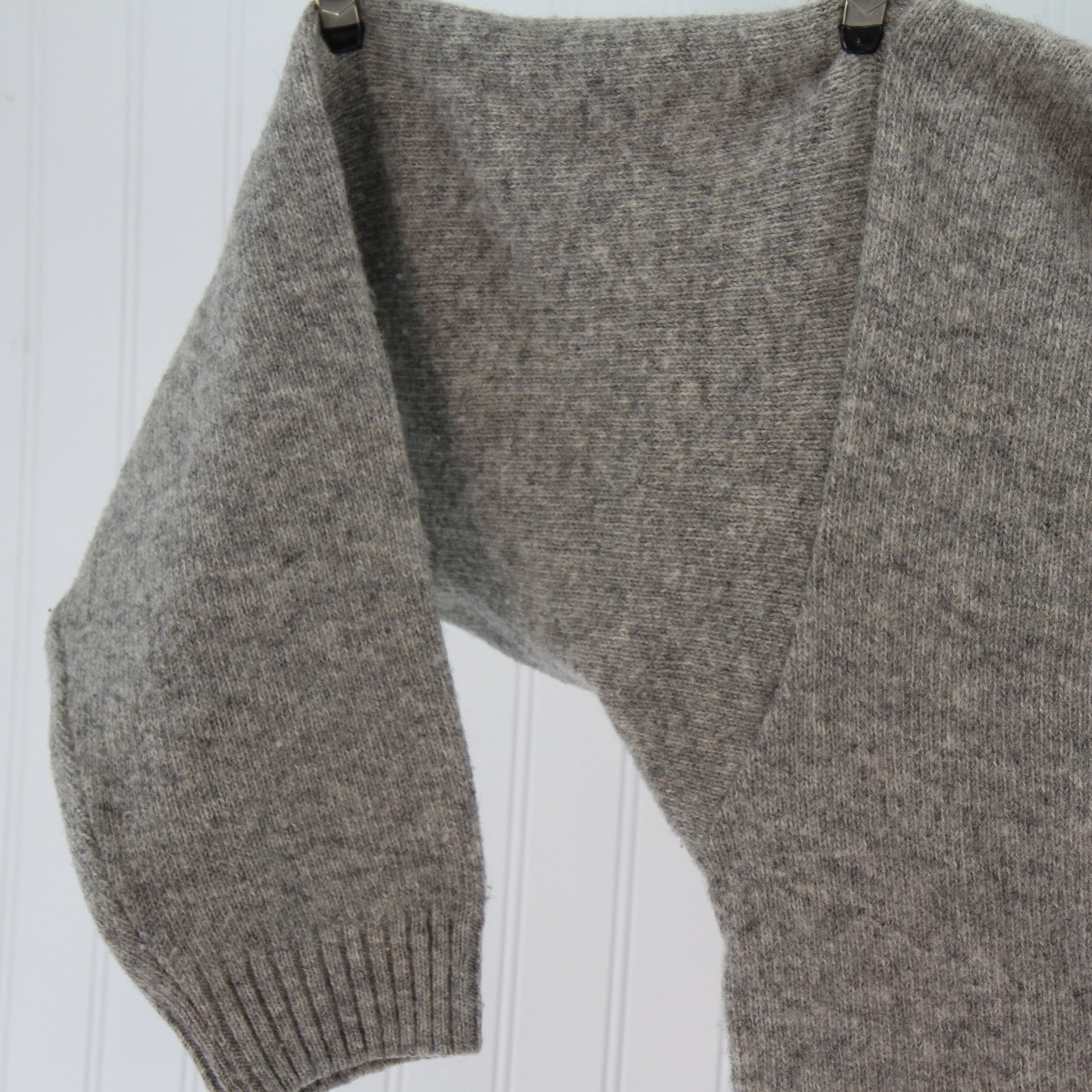 Bonanza Grey Lambs Wool Cable Knit Sweater Cardigan9