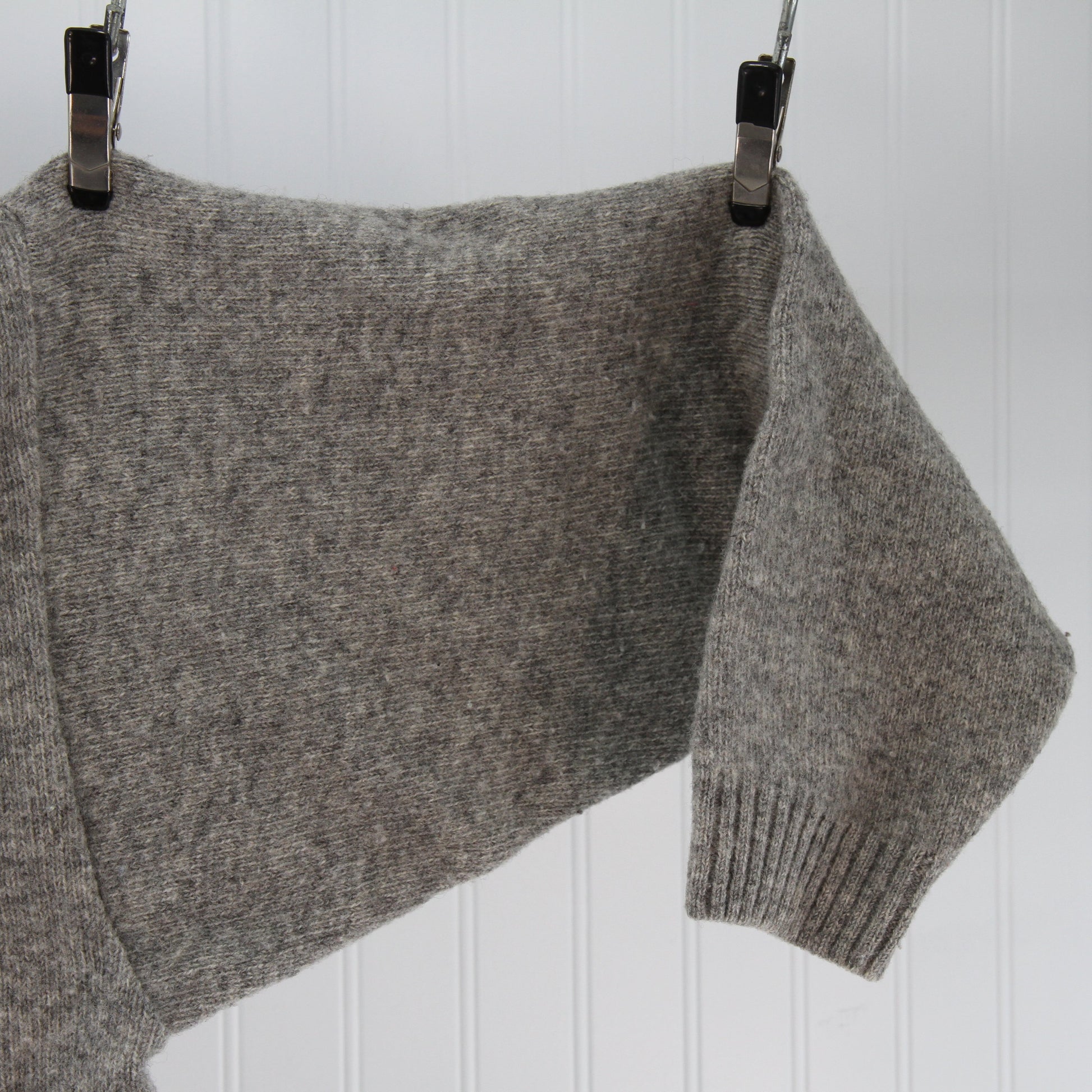 Bonanza Grey Lambs Wool Cable Knit Sweater Cardigan10