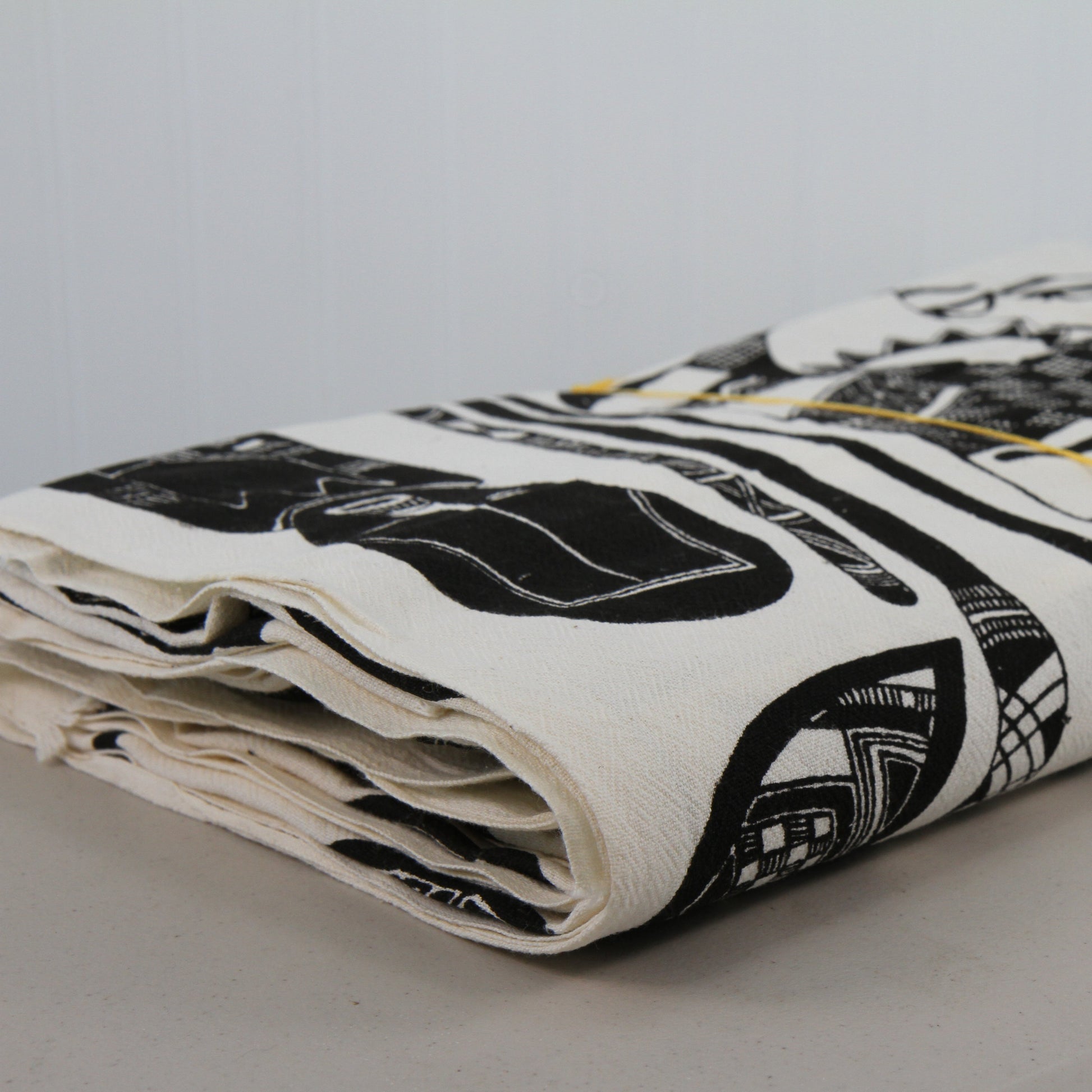 African Theme Black &  White Textured Cotton Sewing Fabric 2