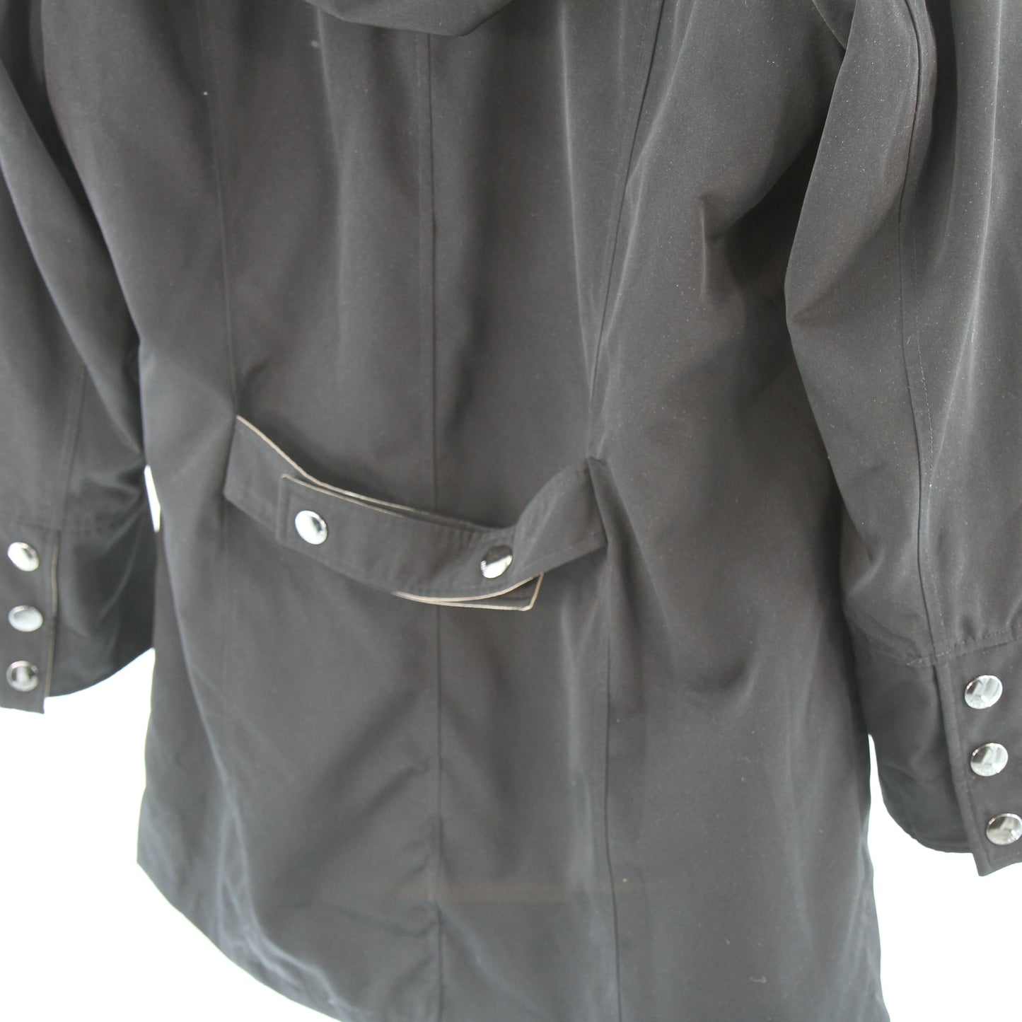 Nautica Womens Jacket Black & Tan Zippered Lining Removable Hood XL