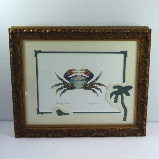 Nora C Butler Framed Print "Tapestry Crab" Colorful Beach Art