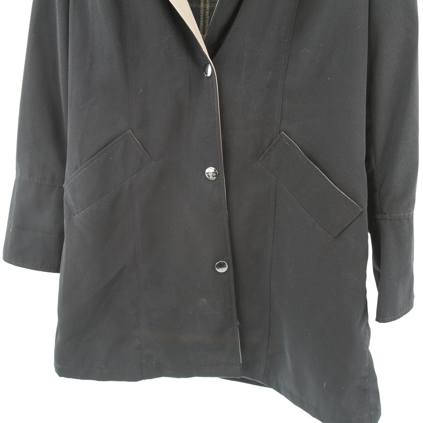Nautica Womens Jacket Black & Tan Zippered Lining Removable Hood XL