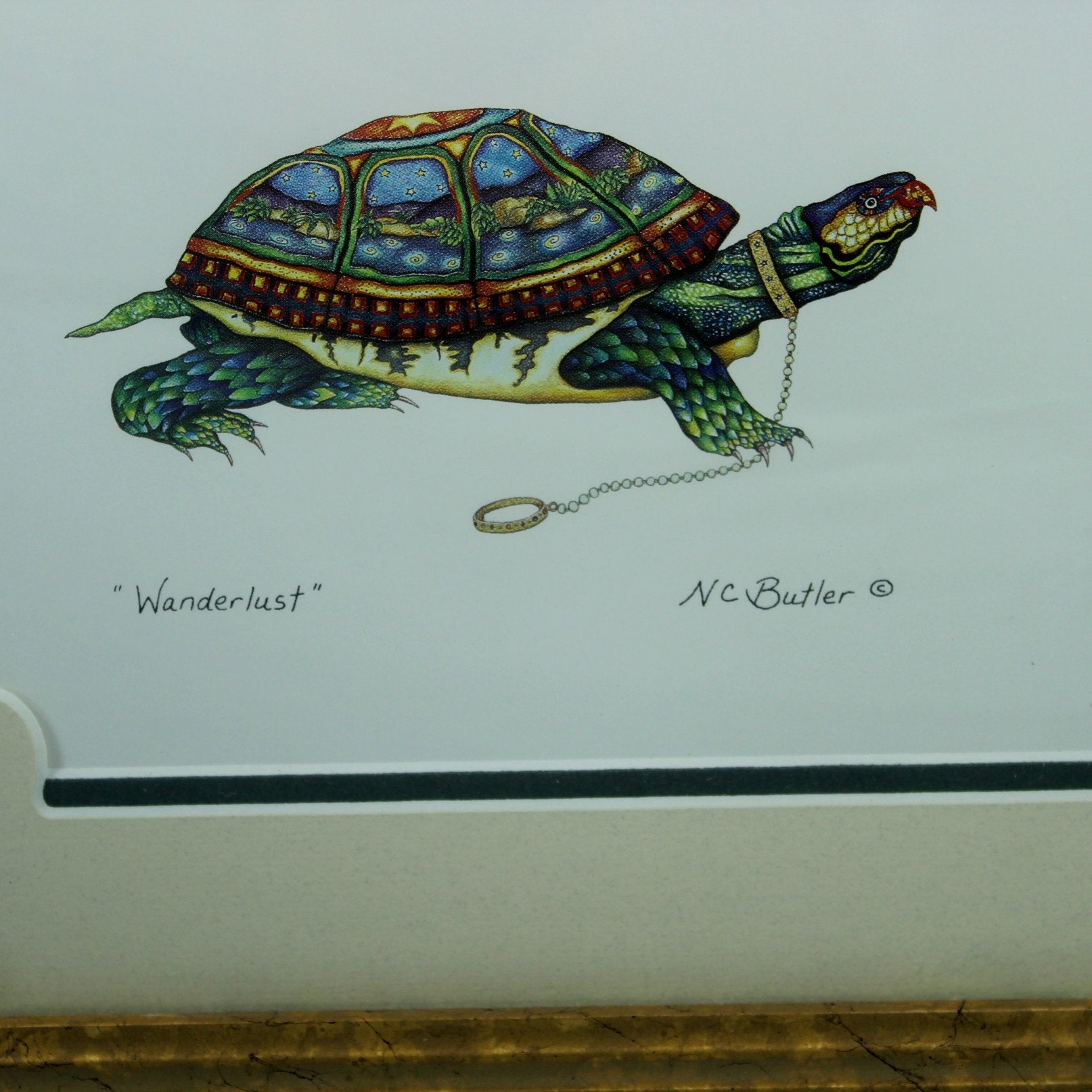 Nora C Butler Framed Print "Wanderlust" Colorful Turtle Beach Art closseup of turtle