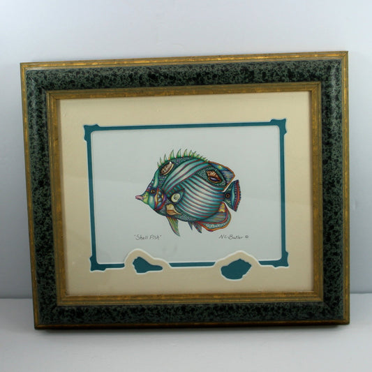 Nora C Butler Framed Print "Shell Fish" Colorful Tropical Fish Art