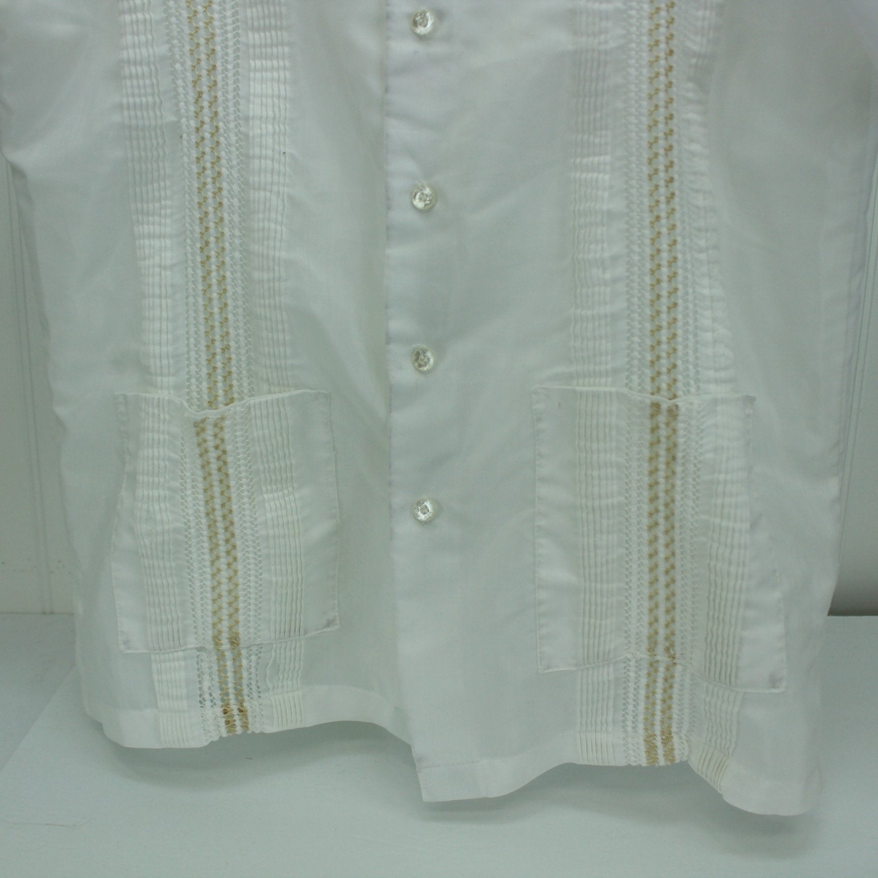 Collectible Mid Century Filipino Imperial Shirt Embroidered Lower Front Pockets  "M" lower pockets
