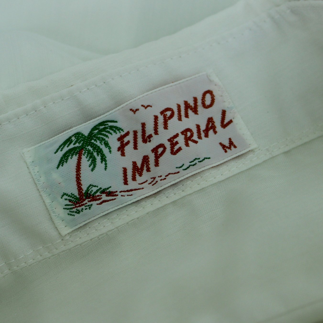 Collectible Mid Century Filipino Imperial Shirt Embroidered Lower Front Pockets  "M" orig ribbon tag