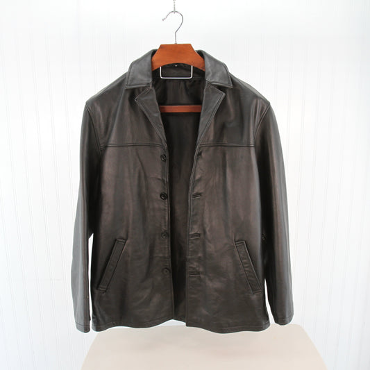 Sergio Benini Mens Black Leather Jacket Medium 1