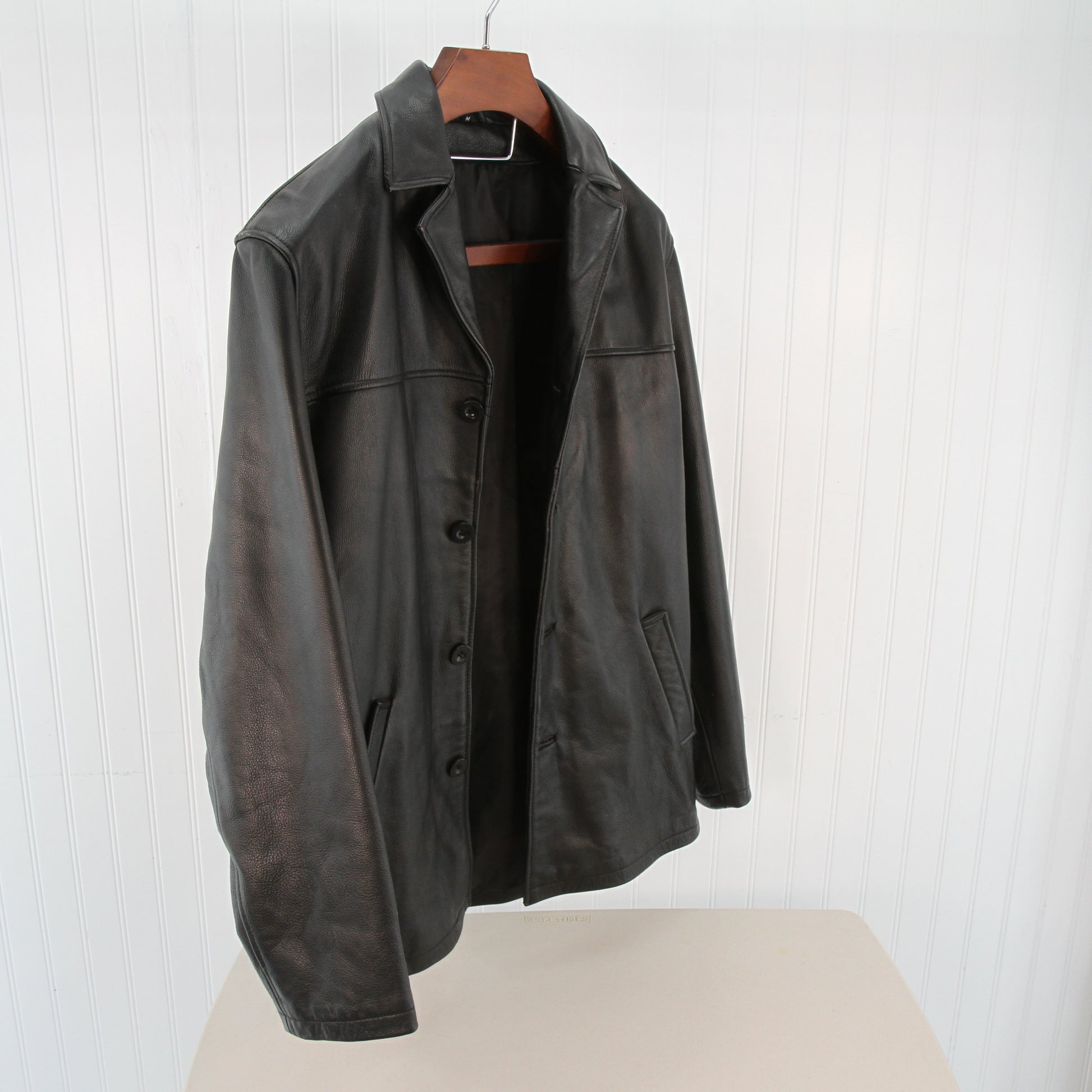 Sergio Benini Mens Black Leather Jacket Medium 2