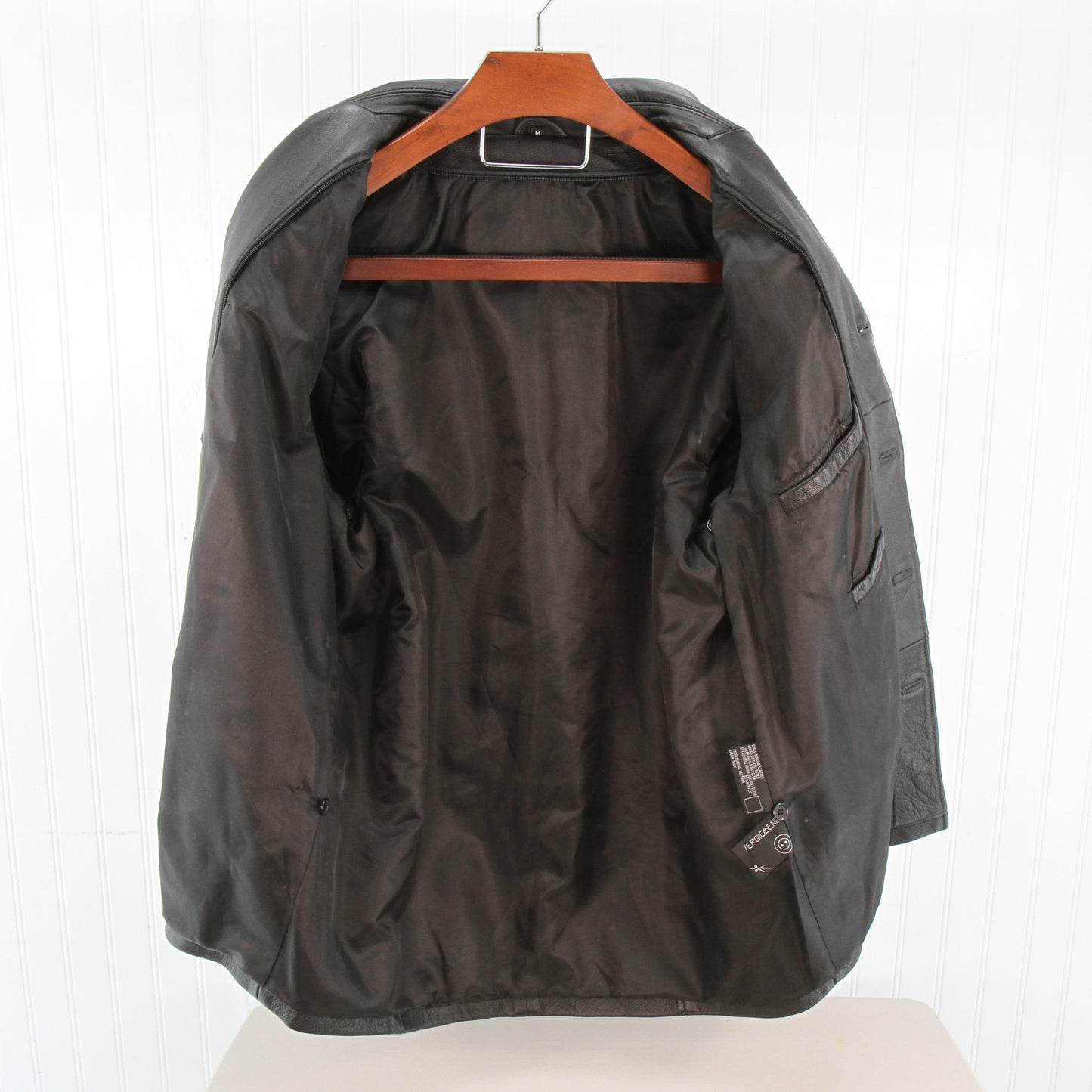 Sergio Benini Mens Black Leather Jacket Medium 5