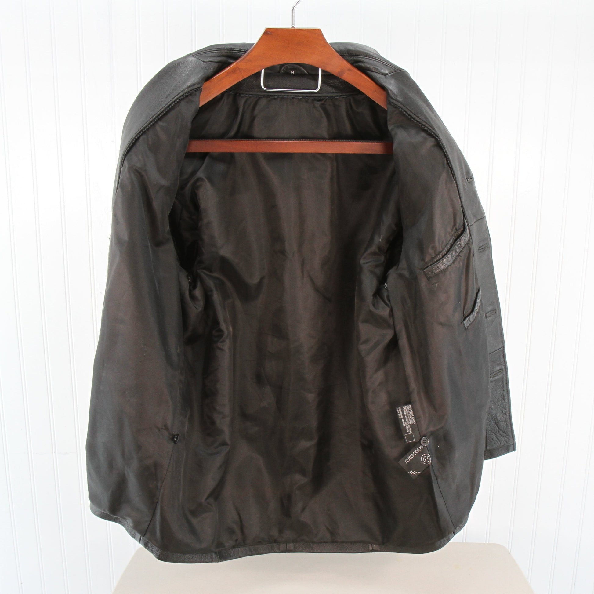 Sergio Benini Mens Black Leather Jacket Medium 5