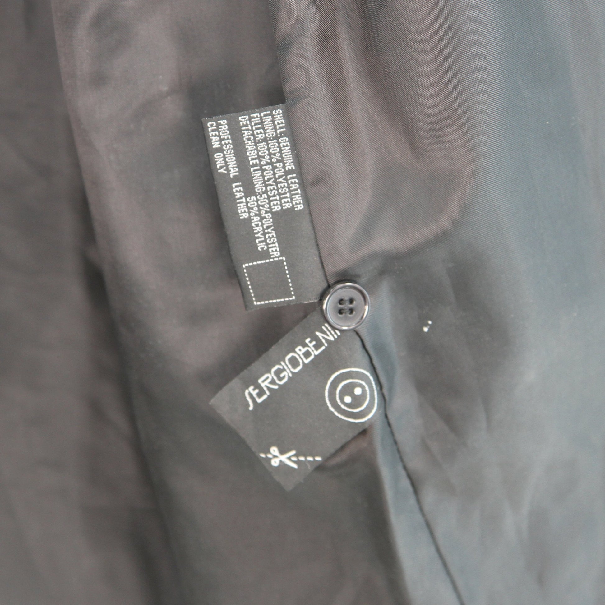 Sergio Benini Mens Black Leather Jacket Medium 7