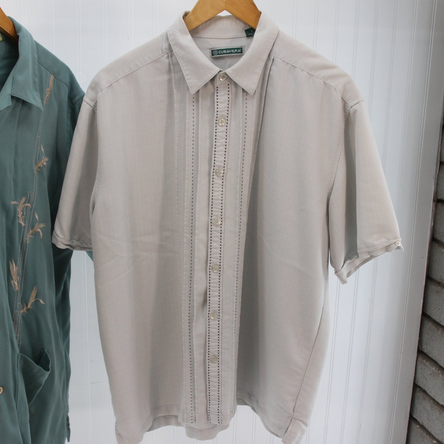 Cubavera Two Cuban Shirts Bundle Green Gray Large