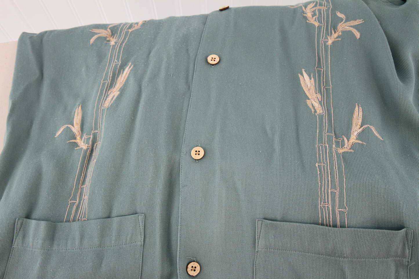 Cubavera Two Cuban Shirts Bundle Green Gray Large