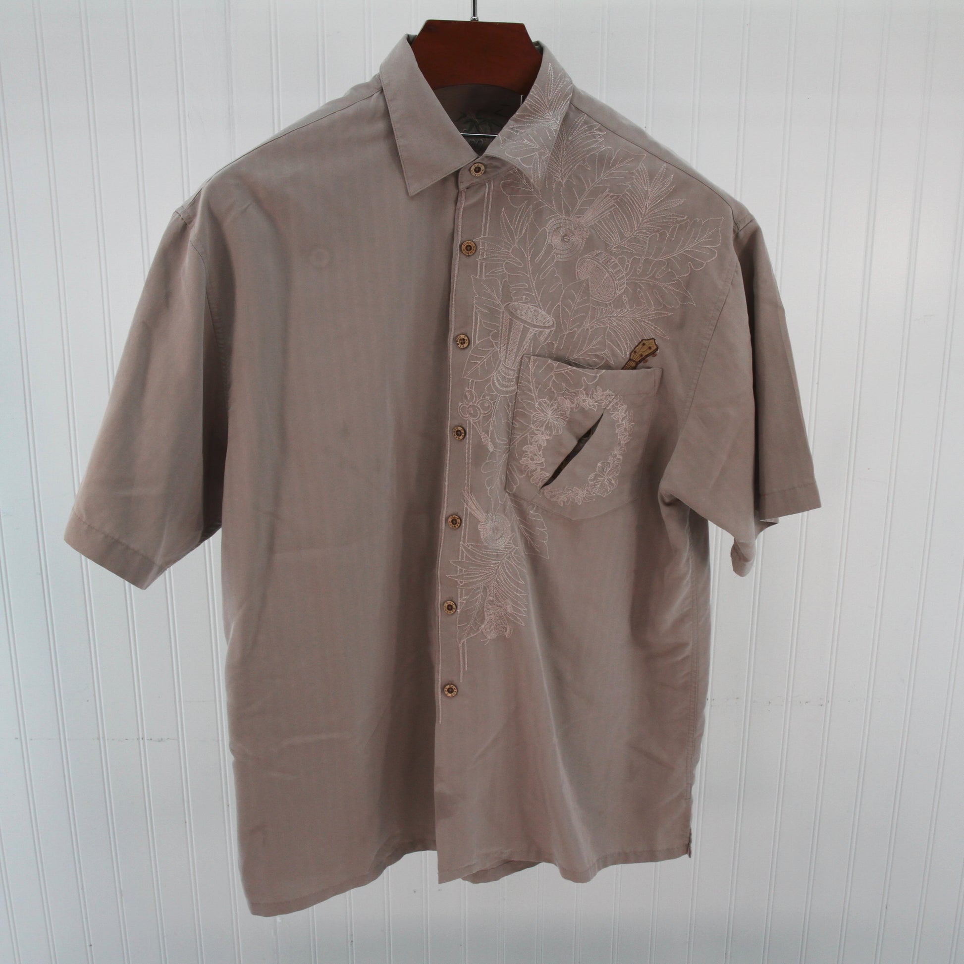 Bamboo Cay Mens Hawaiian Cuban Embroidered Shirt front