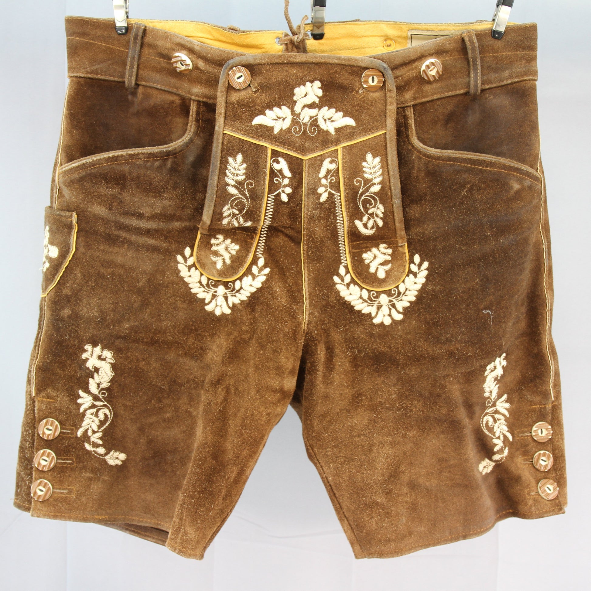 Bavarianland Brown Suede Leather Lederhosen 34" No Suspenders front
