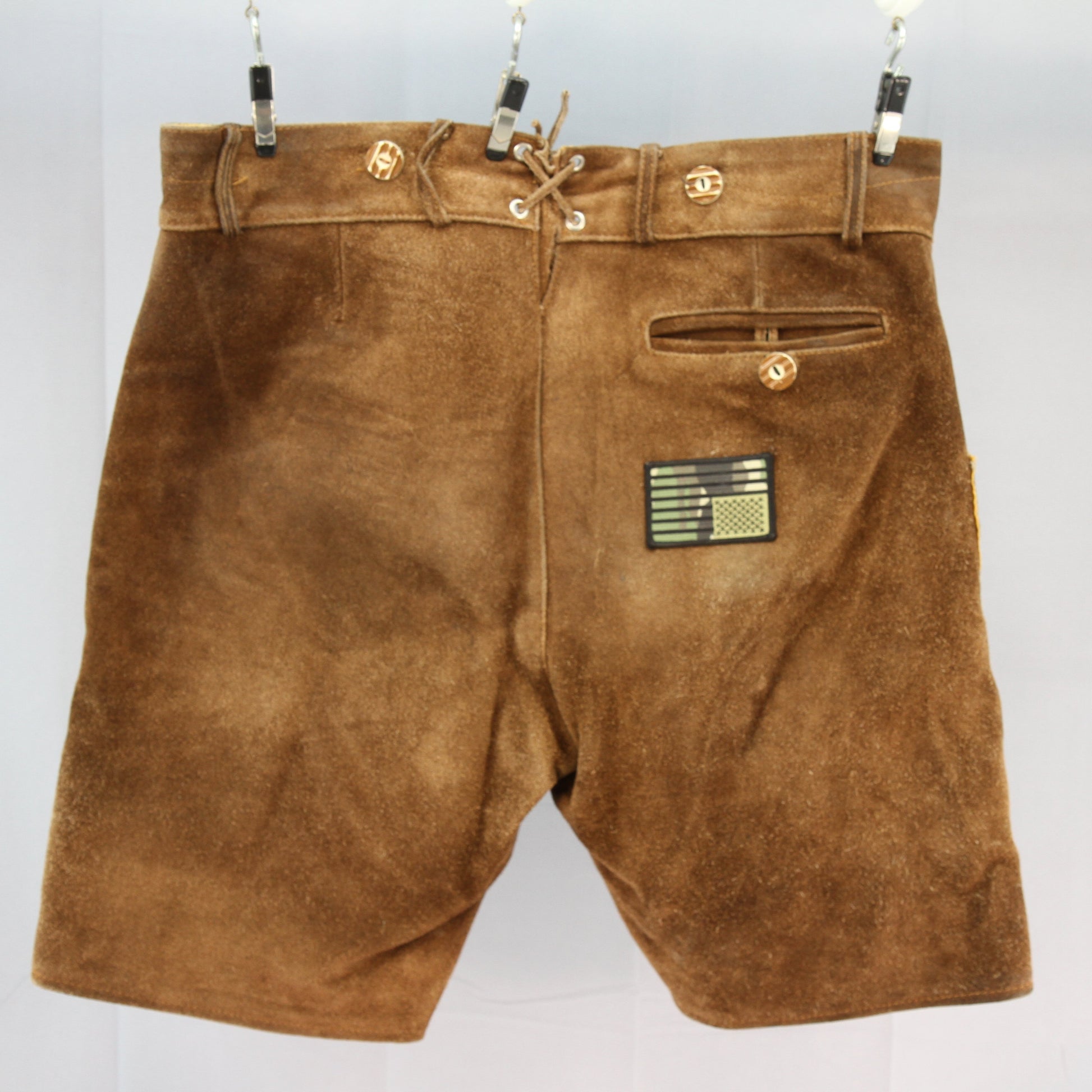 Bavarianland Brown Suede Leather Lederhosen 34" No Suspenders back