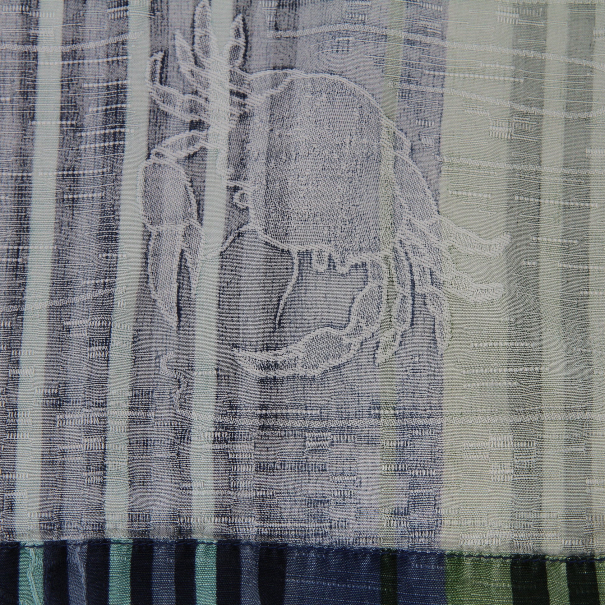 Tommy Bahama Blue Green Striped Hawaiian Shirt embossed crab