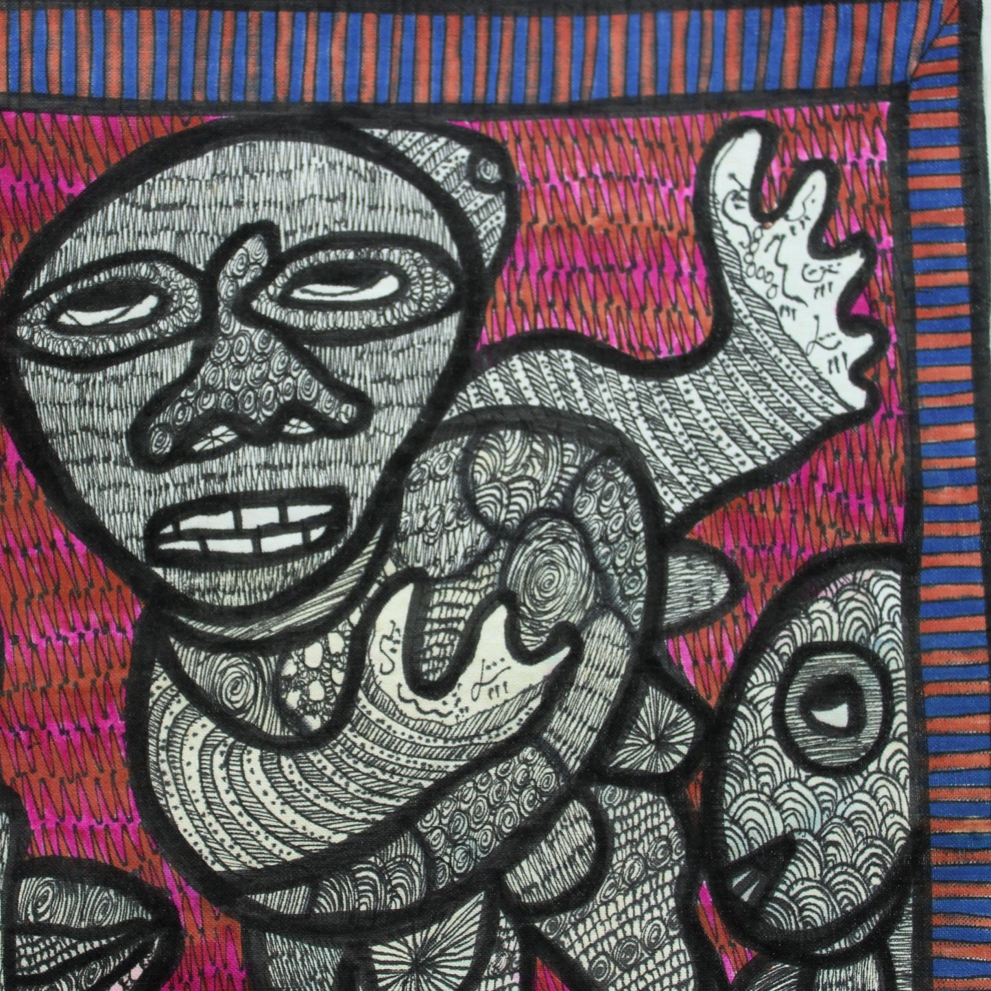 Chief Z K Oloruntoba Nigerian Painter Original Signed 1970s Vintage Unframed"Native Doctor" closeup Shaman