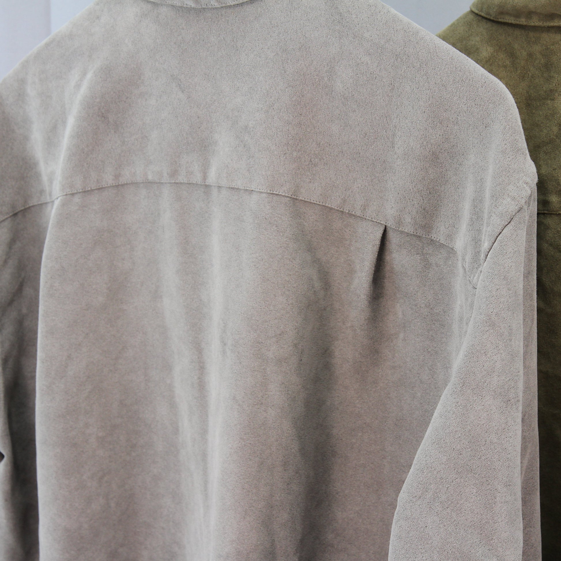Pair Geoffrey Beene micro suede long sleeve mens shirt back view