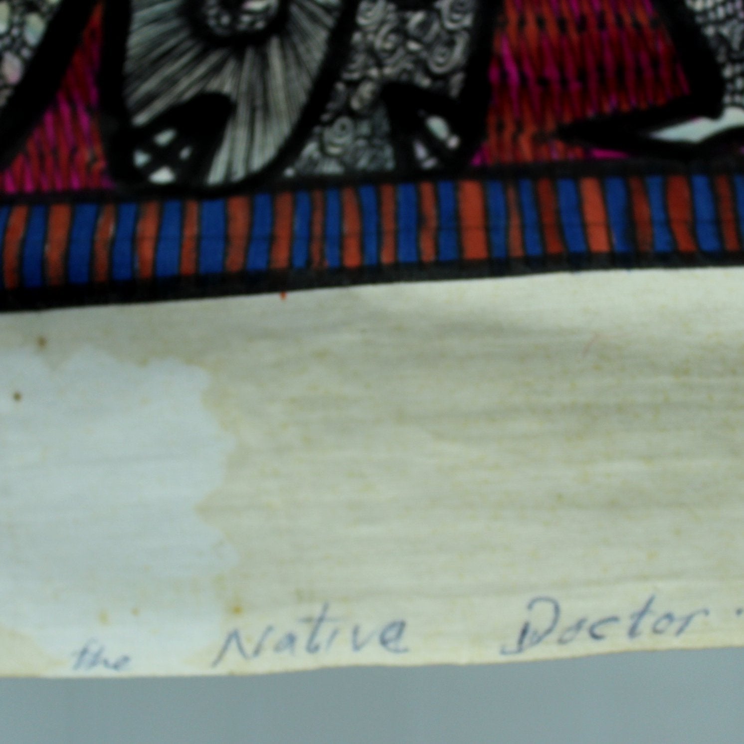 Chief Z K Oloruntoba Nigerian Painter Original Signed 1970s Vintage Unframed"Native Doctor" handwritten title of work