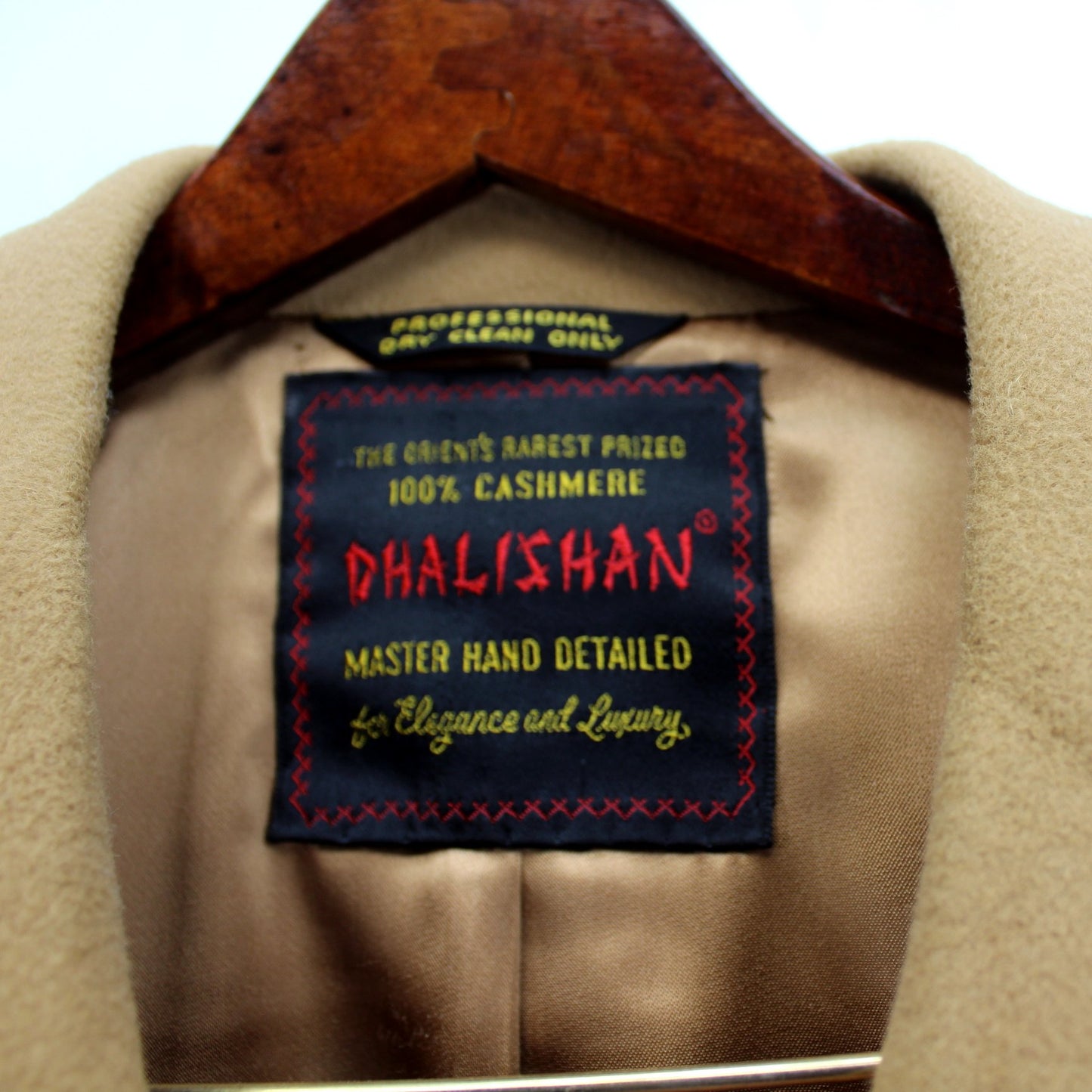 Dhalishan Camel Coat Men's 100% Cashmere Classic Hand Detail Vintage Excellent