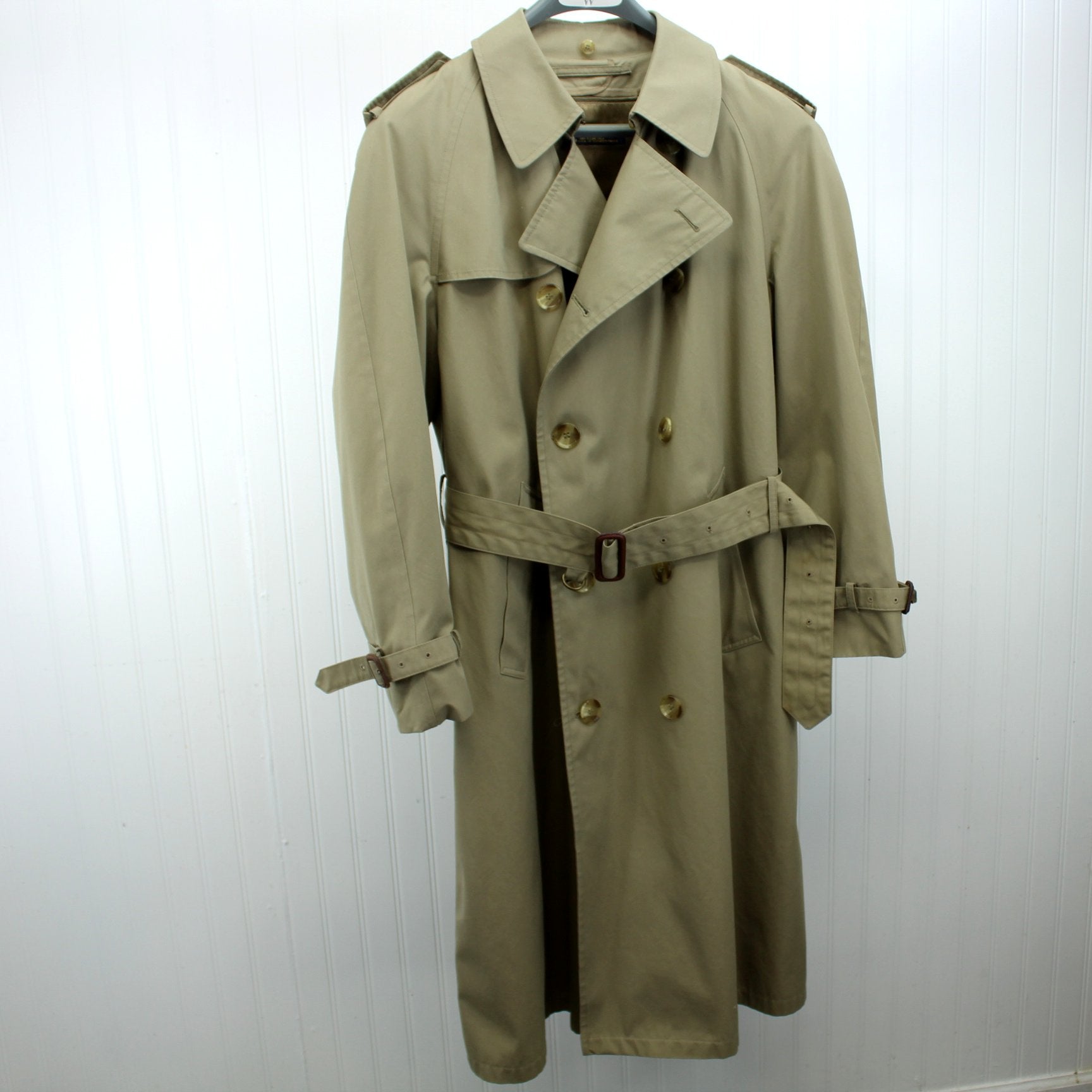 Brooks Bros Vtg Mens Trench Coat Poplin Wool Zip Lining Dupont Zepel Great Detail 38 Reg