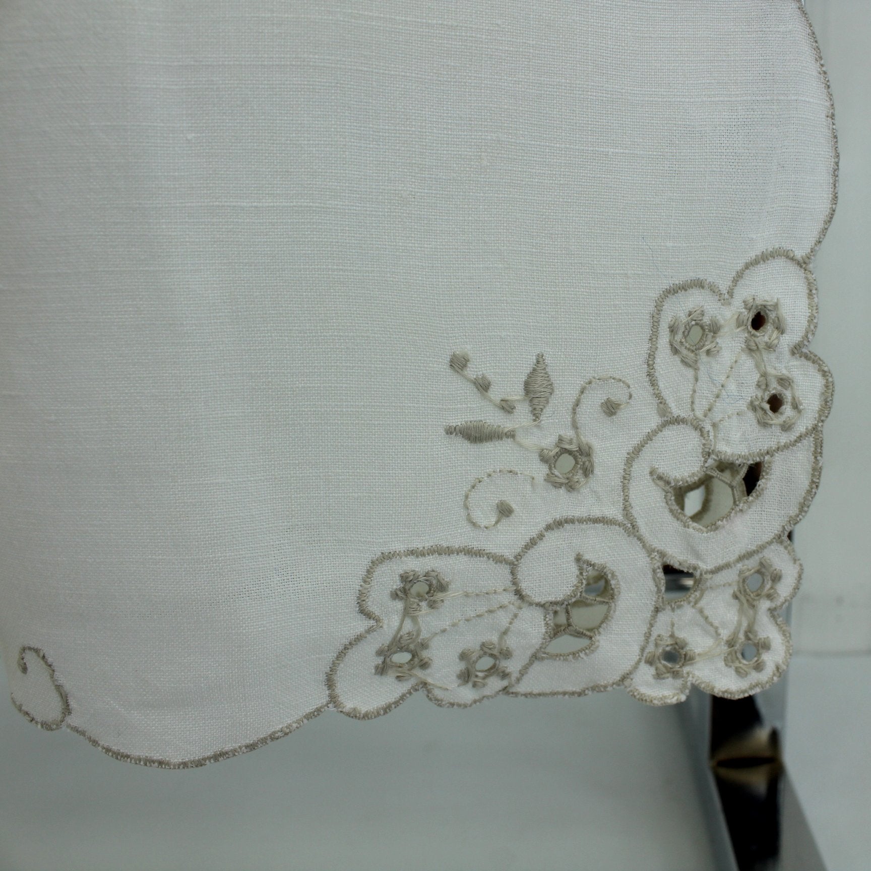 Collection Vintage Small linens Runner Butterfly Battenberg Embroidery Estate Use DIY taupe corner design
