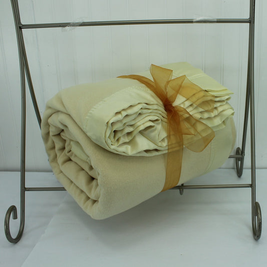 Ivory Merino Wool Blanket John Atkinson England  Hope Chest Collection 100" X 90" Weight 6# Estate