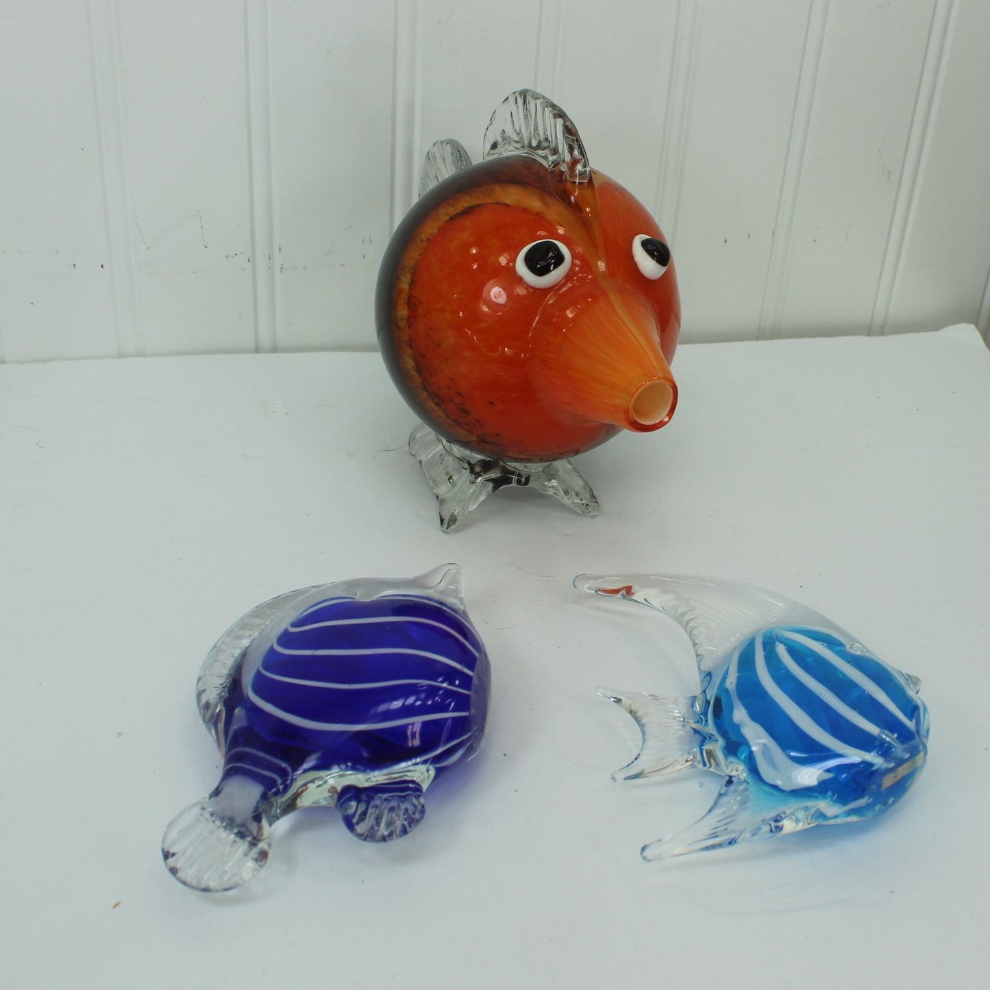 School of 3 Fish Glass Collectibles Angel Blowfish other view