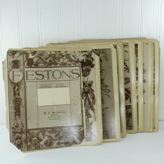Antique 1890 H C Perleberg Festons First Series 50 Sepia Photograph Plates of 66 & Title Page Estate